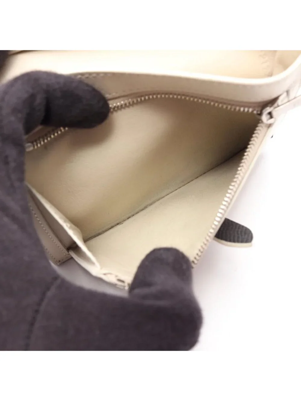 Celine Bifold Wallet Strap Multi Function Black Ivory Leather